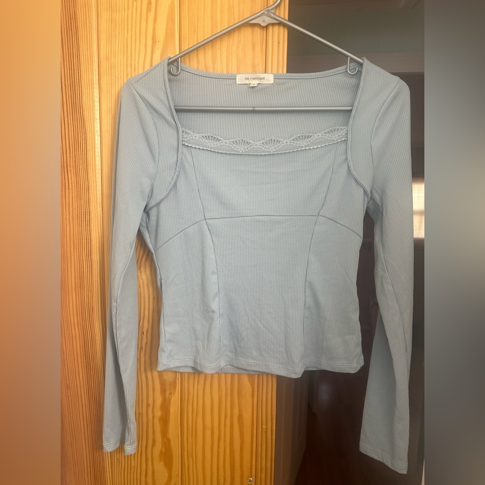 Trendy Square Neck Long Sleeve Top